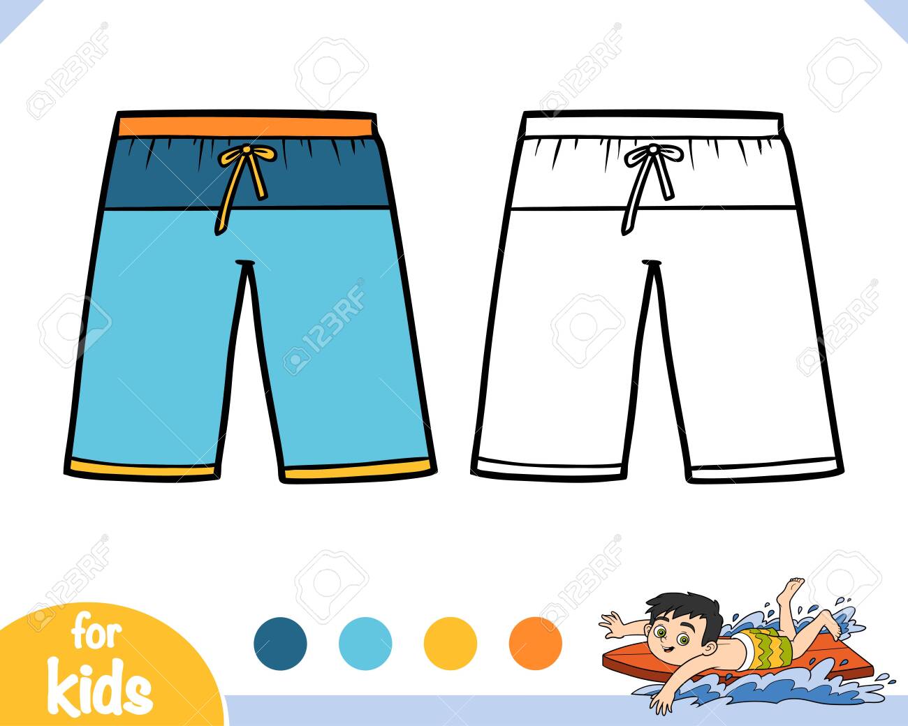 Coloring book for children board shorts royalty free svg cliparts vectors and stock illustration image