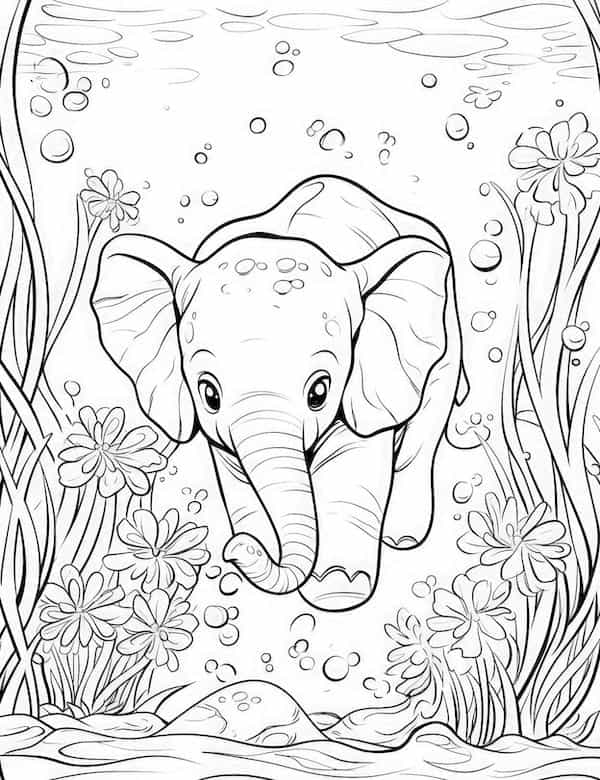 Majestic elephant coloring pages for adults and kids