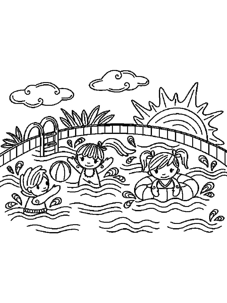 Swimming coloring pages