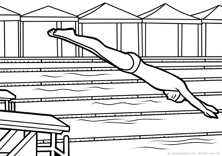 Swimming coloring pages