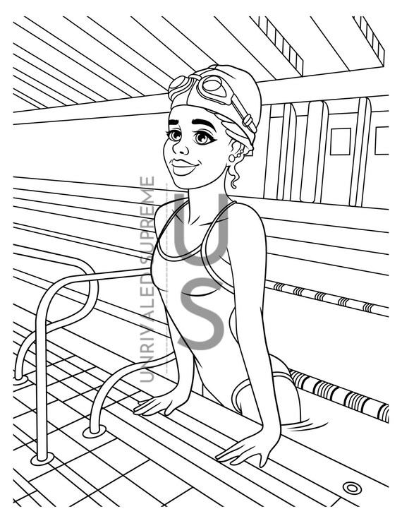 Swimmer coloring page coloring page pdf coloring lover gift swimmer gift printable activity summer activity color activity