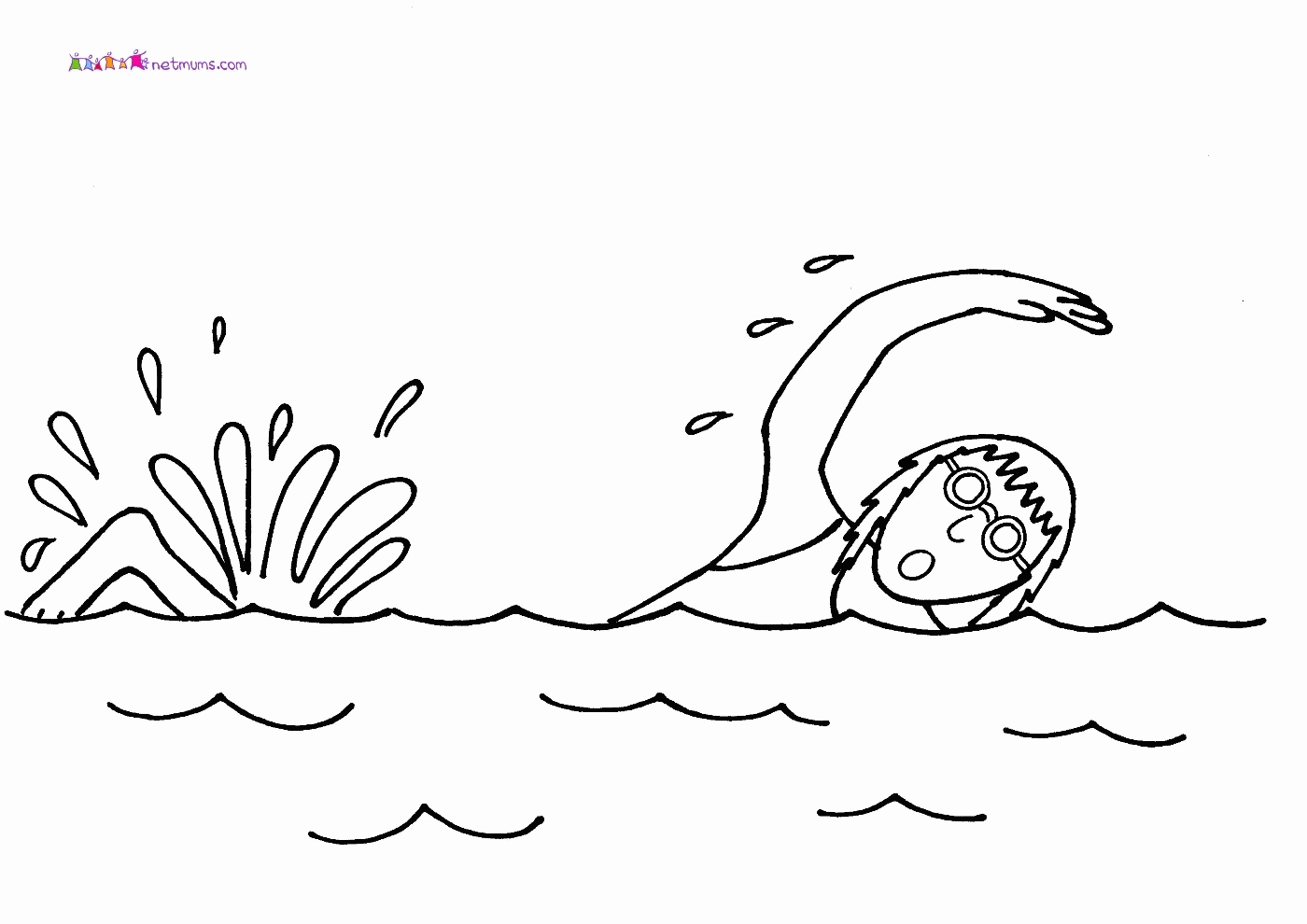 Girl swimming coloring pages