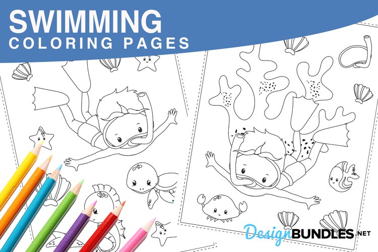 Swimming coloring pages