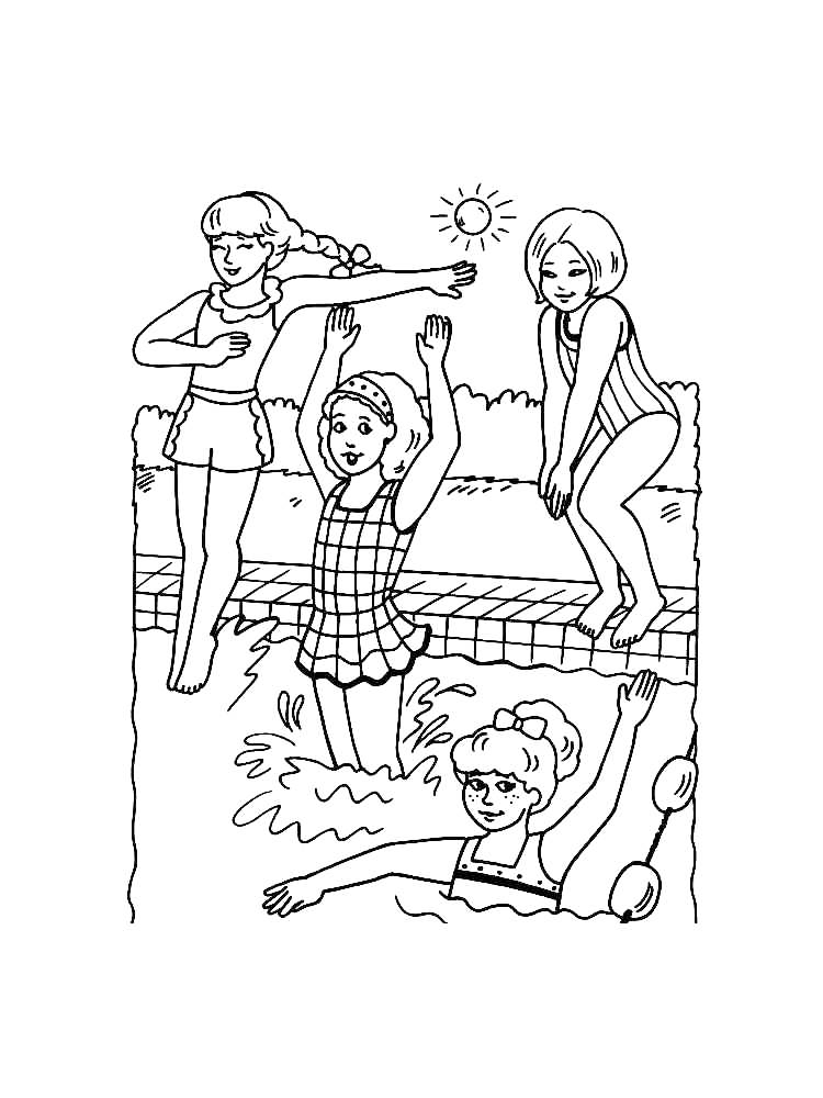 Swimming coloring pages