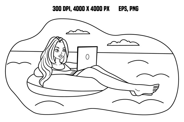 Swimming coloring pages design bundles