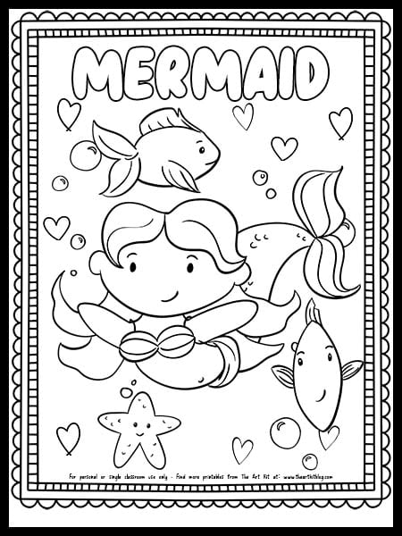 Mermaid swimming coloring page free printable â the art kit