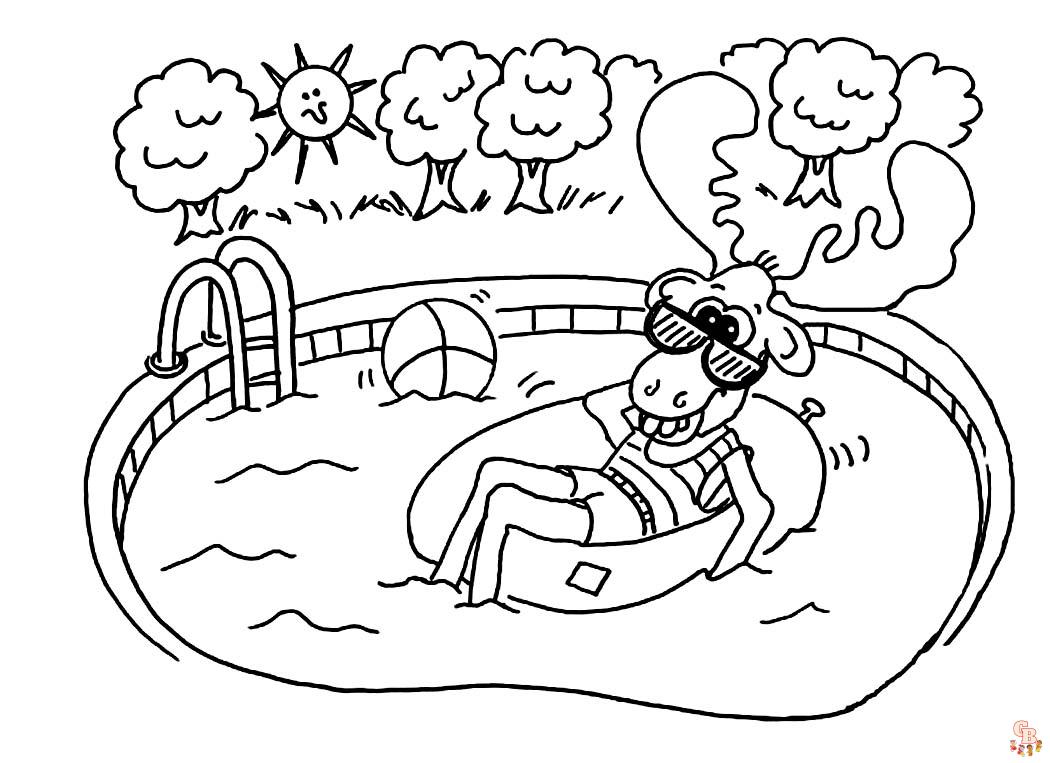 Dive into fun with swimming pool coloring pages