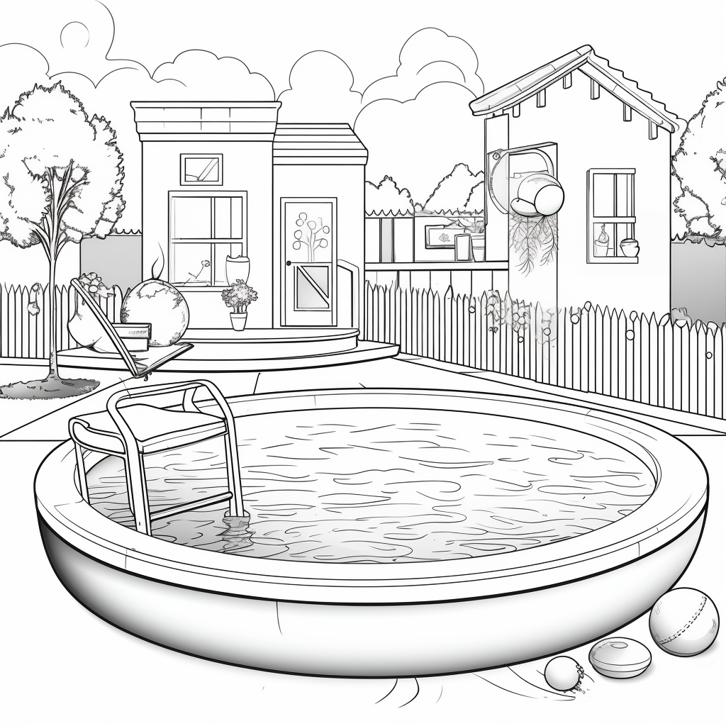 Swimming pool coloring pages