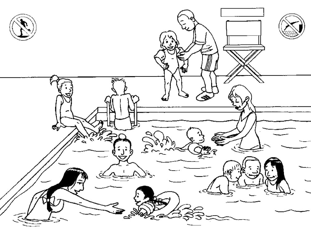 Swimming coloring pages