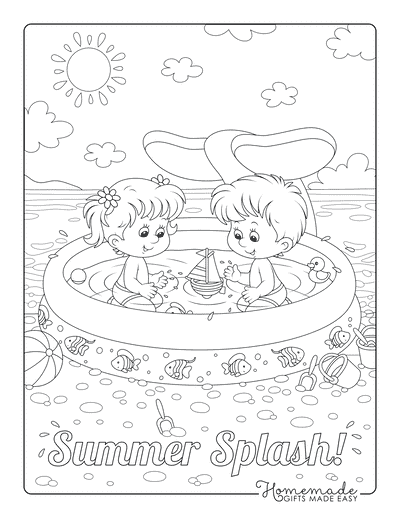 Free summer coloring pages for kids adults