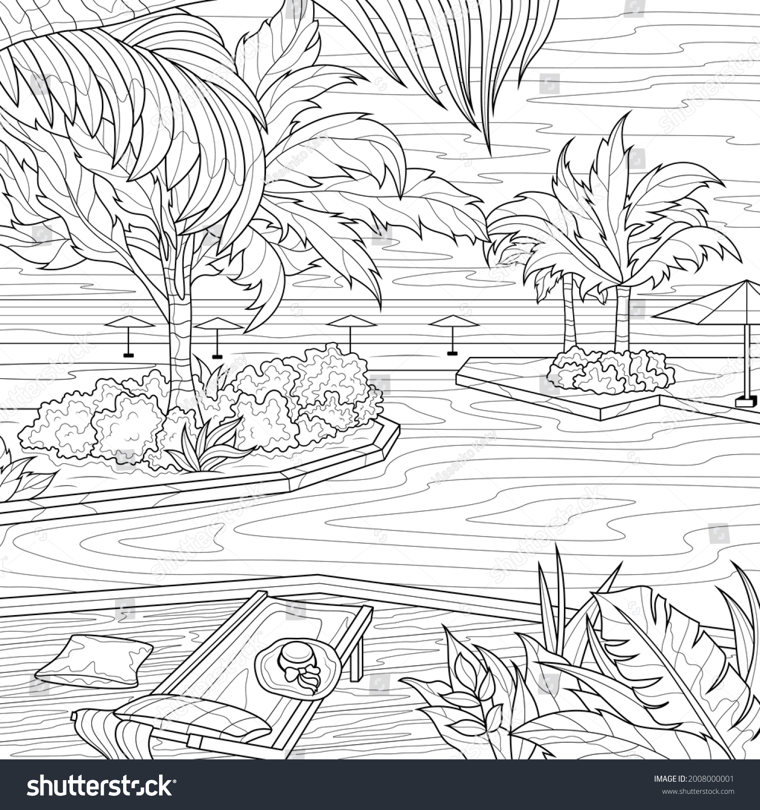 Pool coloring page over royalty