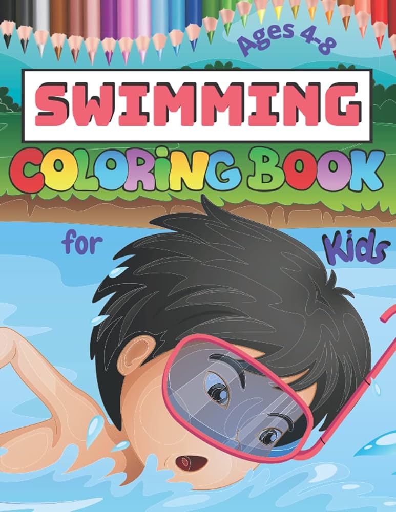 Swimming coloring book for kids ages