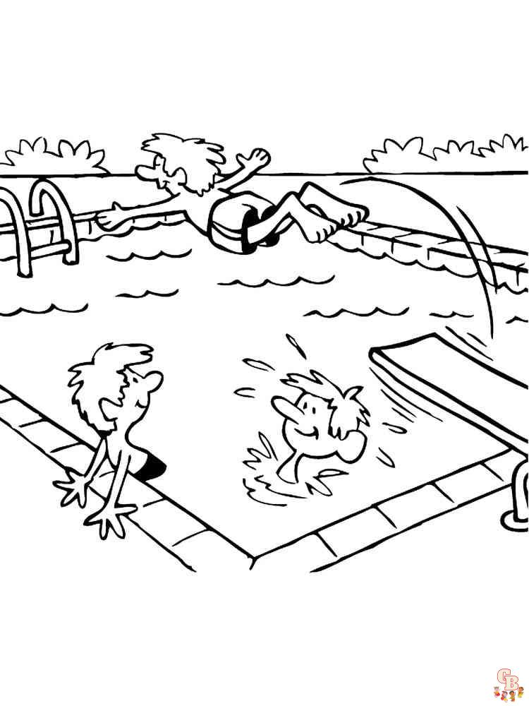 Dive into fun with swimming pool coloring pages