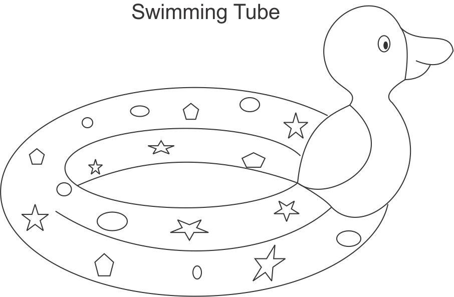 Swimming tube coloring printable page for kids