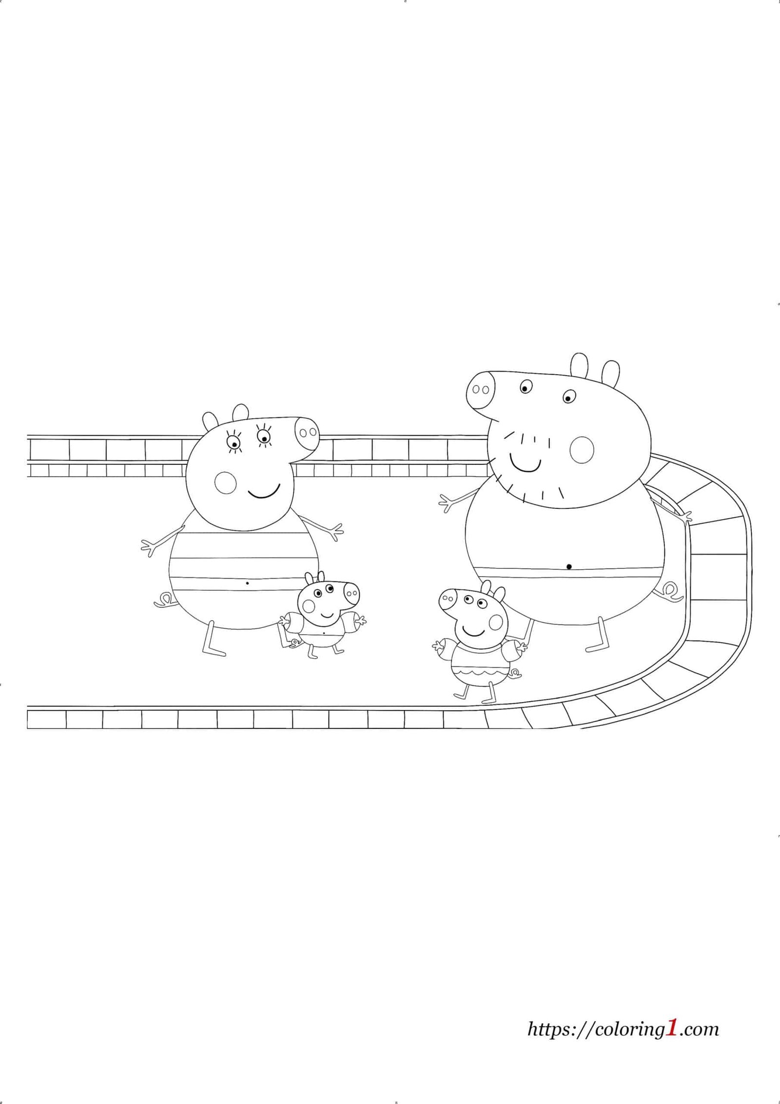 Peppa pig swimming pool coloring pages