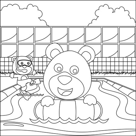 Swimming pool coloring page stock illustrations cliparts and royalty free swimming pool coloring page vectors