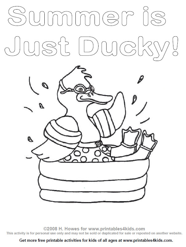 Duck splashing in a swimming pool coloring page â printables for kids â free word search puzzles coloring pages and other activities