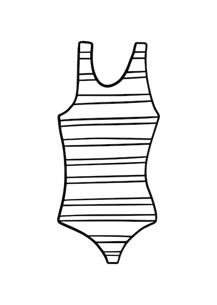 Premium vector swimsuit closed striped clothes made of special fabric for swimming summer doodle linear cartoon coloring