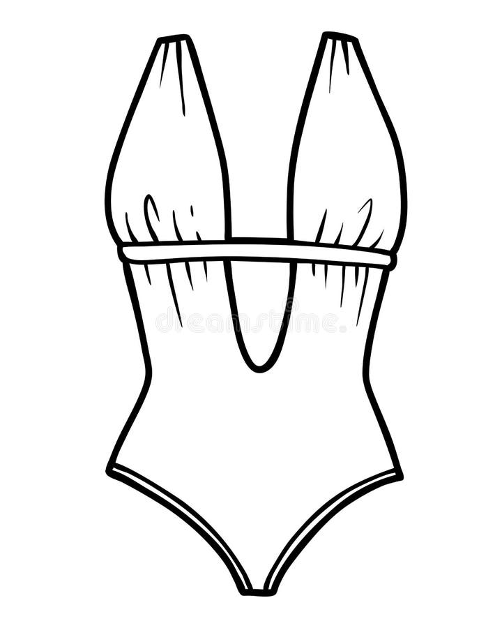 Coloring book plunge women swimsuit stock vector