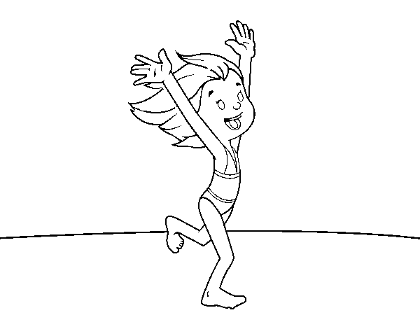 Little girl with swimsuit coloring page