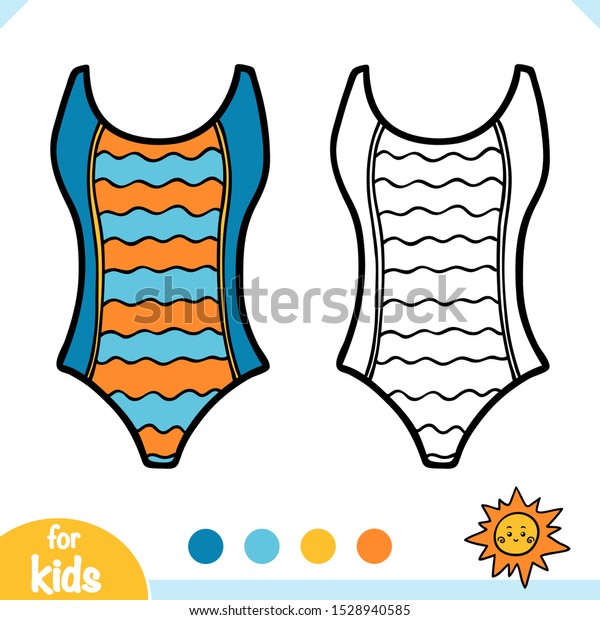 Coloring book children onepiece women swimsuit stock vector royalty free