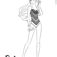 Barbie in her striped swimsuit coloring pages