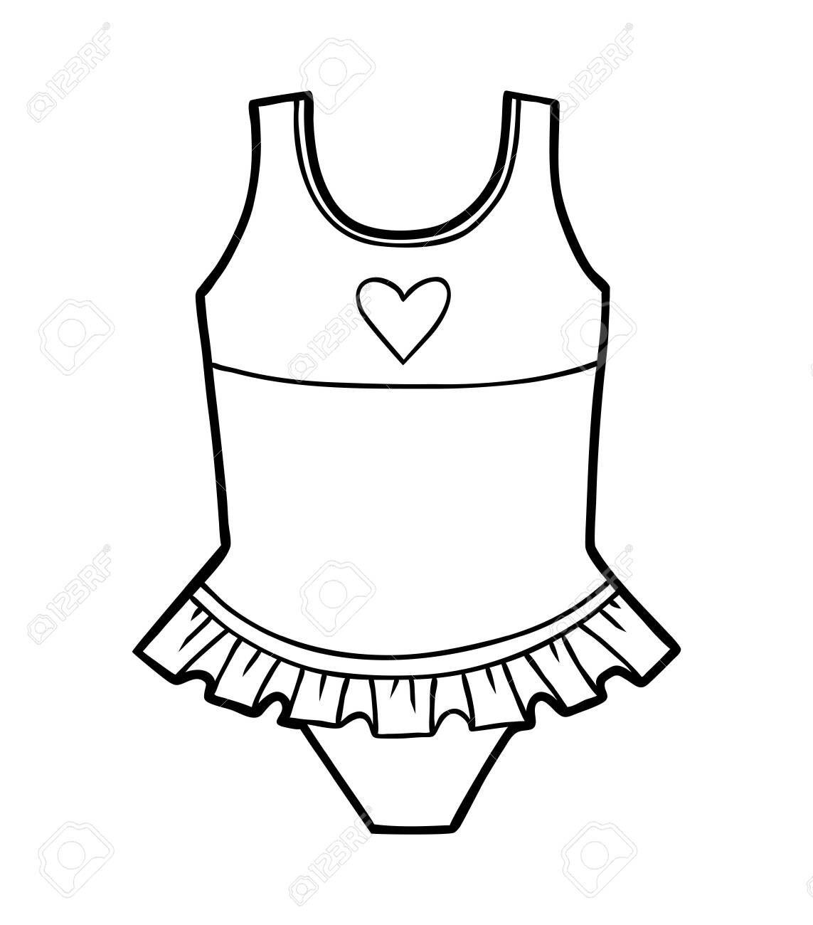 Coloring book for children swimsuit for girls royalty free svg cliparts vectors and stock illustration image