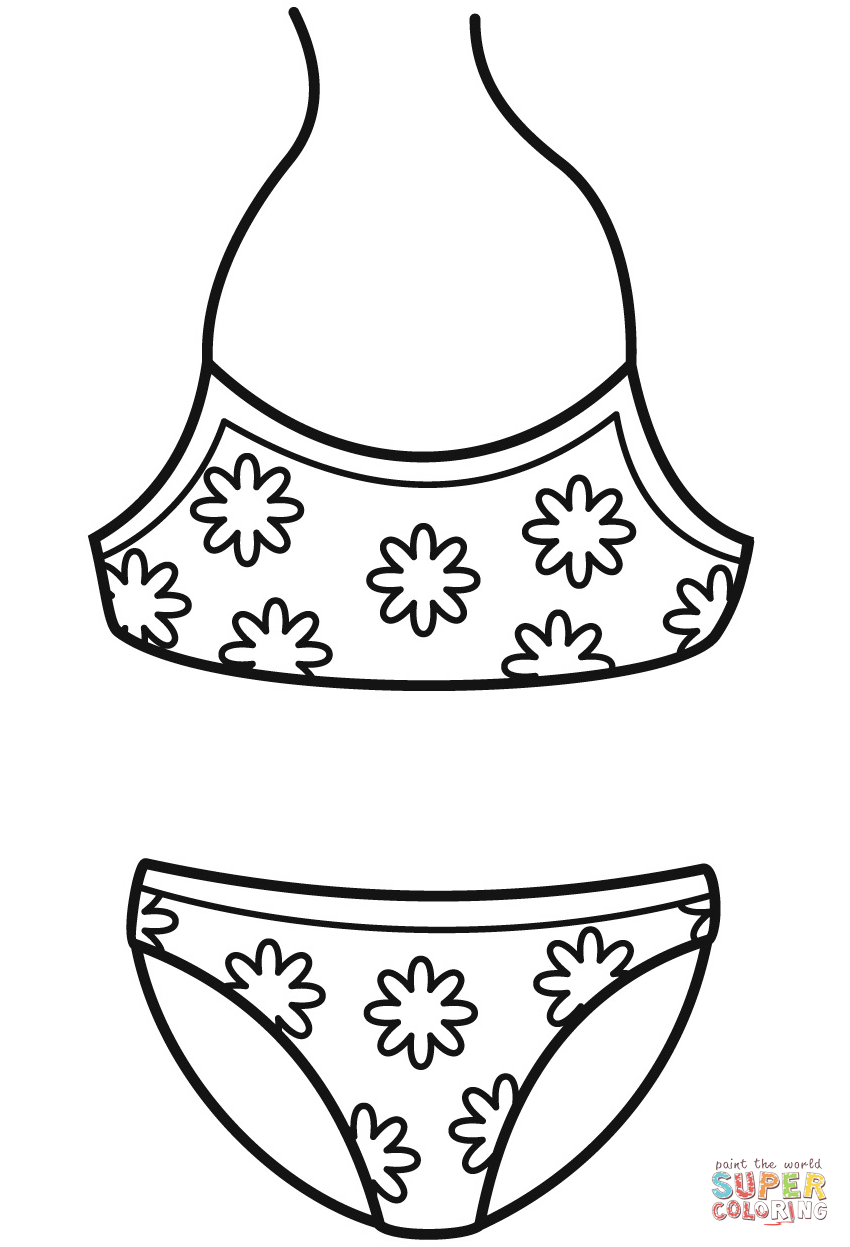 Girl swimsuit coloring page free printable coloring pages