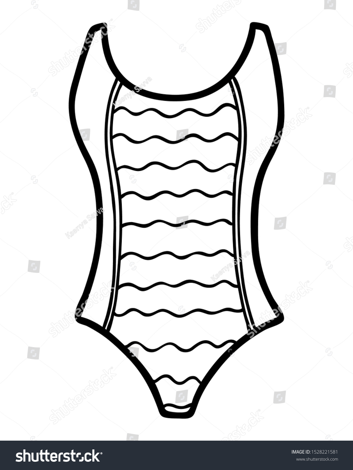 Coloring book children onepiece women swimsuit stock vector royalty free