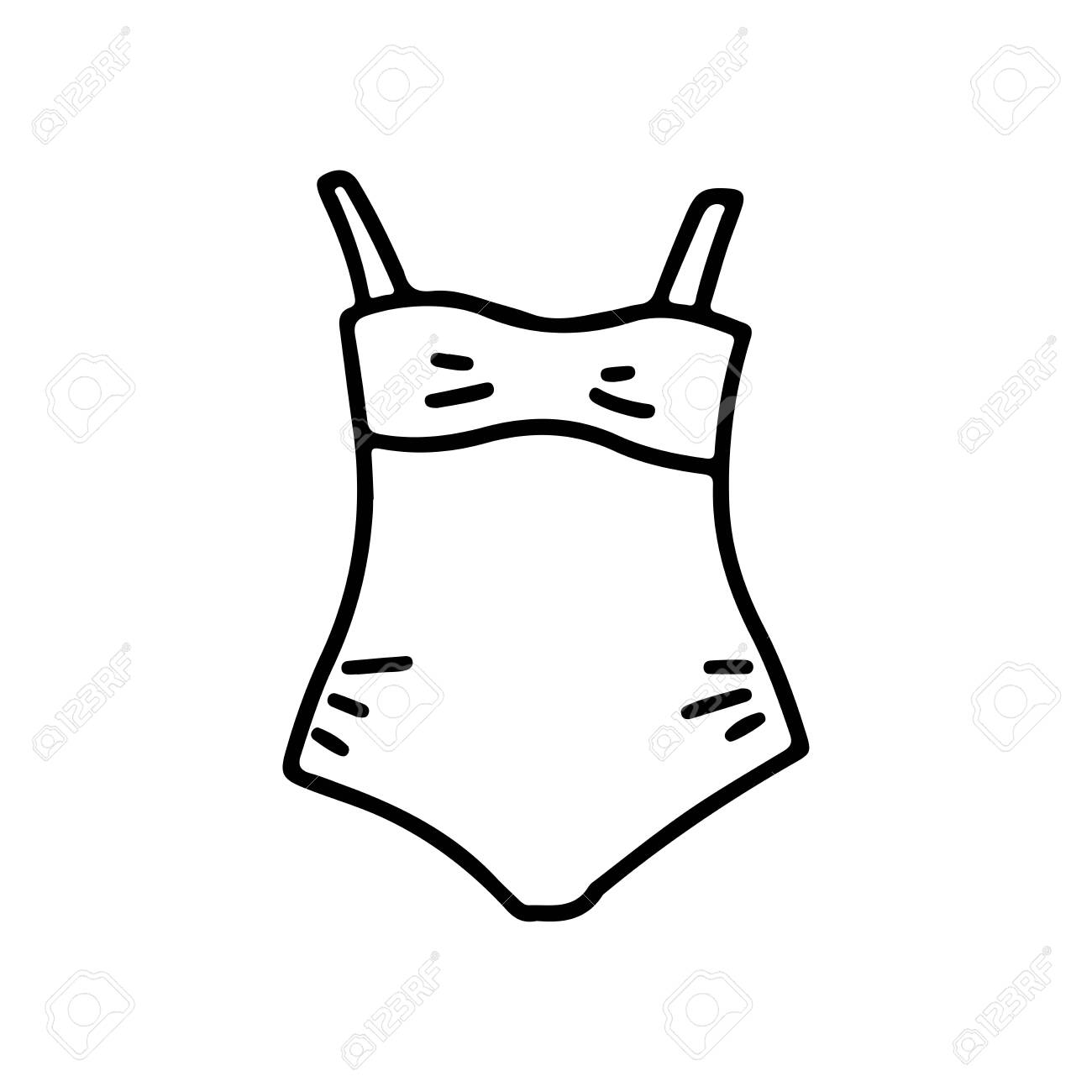 Vector hand drawn doodle style outline illustration of bikini ladies swimming suits for summer vacation fashion trendy bikini collection design for logo card banner coloring page royalty free svg cliparts vectors and