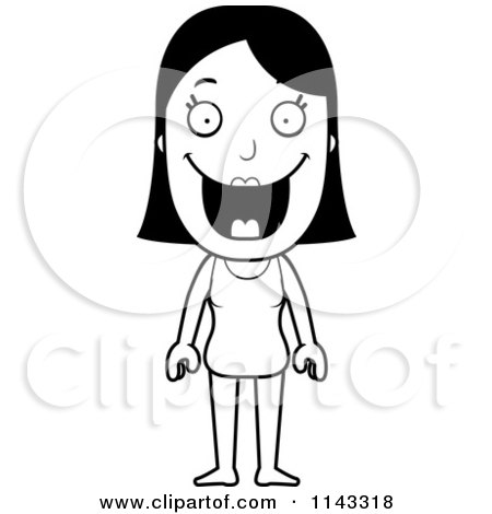 Cartoon clipart of a black and white summer woman in a swimsuit