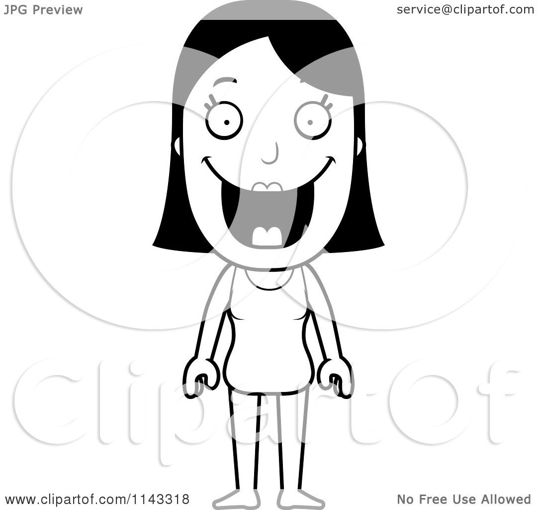 Cartoon clipart of a black and white summer woman in a swimsuit