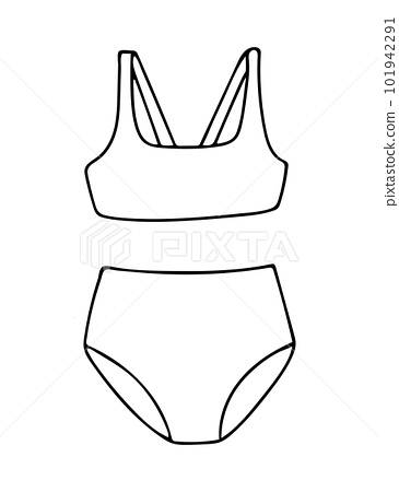 Doodle of female swimsuit on white background