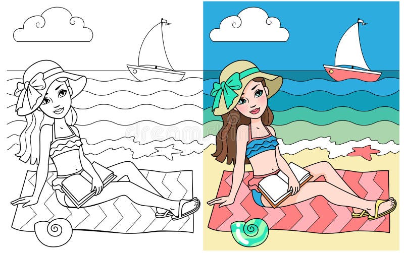 Girl swimsuit coloring page stock illustrations â girl swimsuit coloring page stock illustrations vectors clipart