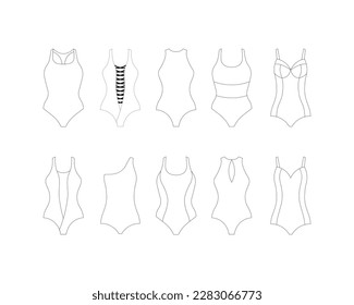 Swimwear set large collection swimwear linear stock vector royalty free