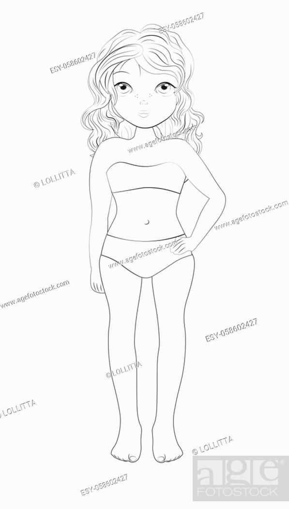 Coloring book blonde girl in swimsuit paper doll for modelling fashion clothes stock vector vector and low budget royalty free image pic esy