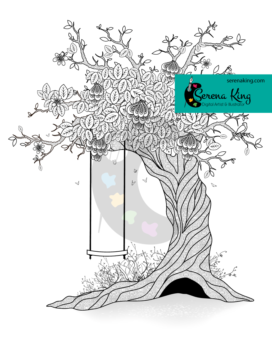 Tree swing coloring page â serena king