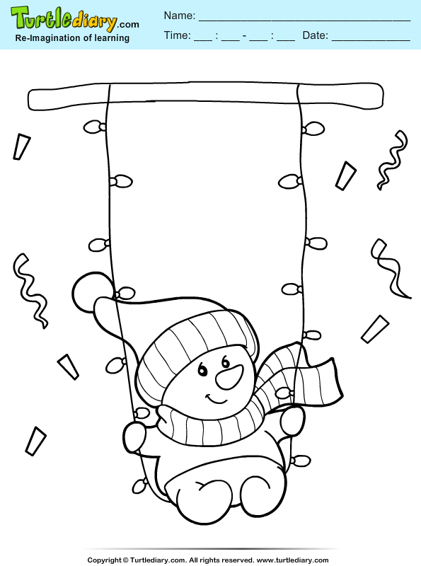 Snowman swing coloring sheet turtle diary