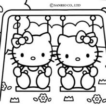 Hello kitty having a swing coloring pages