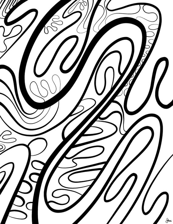 Groovy abstract coloring page for adults or kids instant download printable coloring page