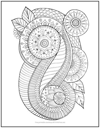 Floral spiral coloring page print it free