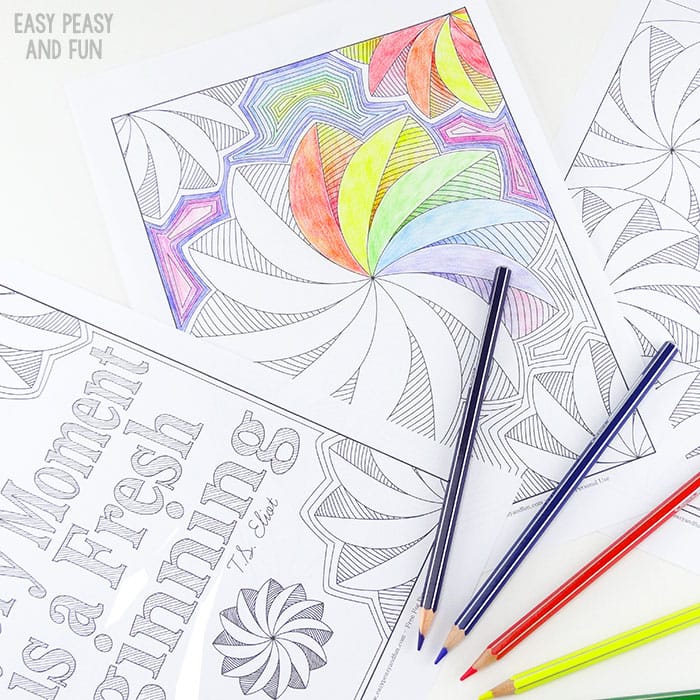 Flower swirl coloring pages for adults