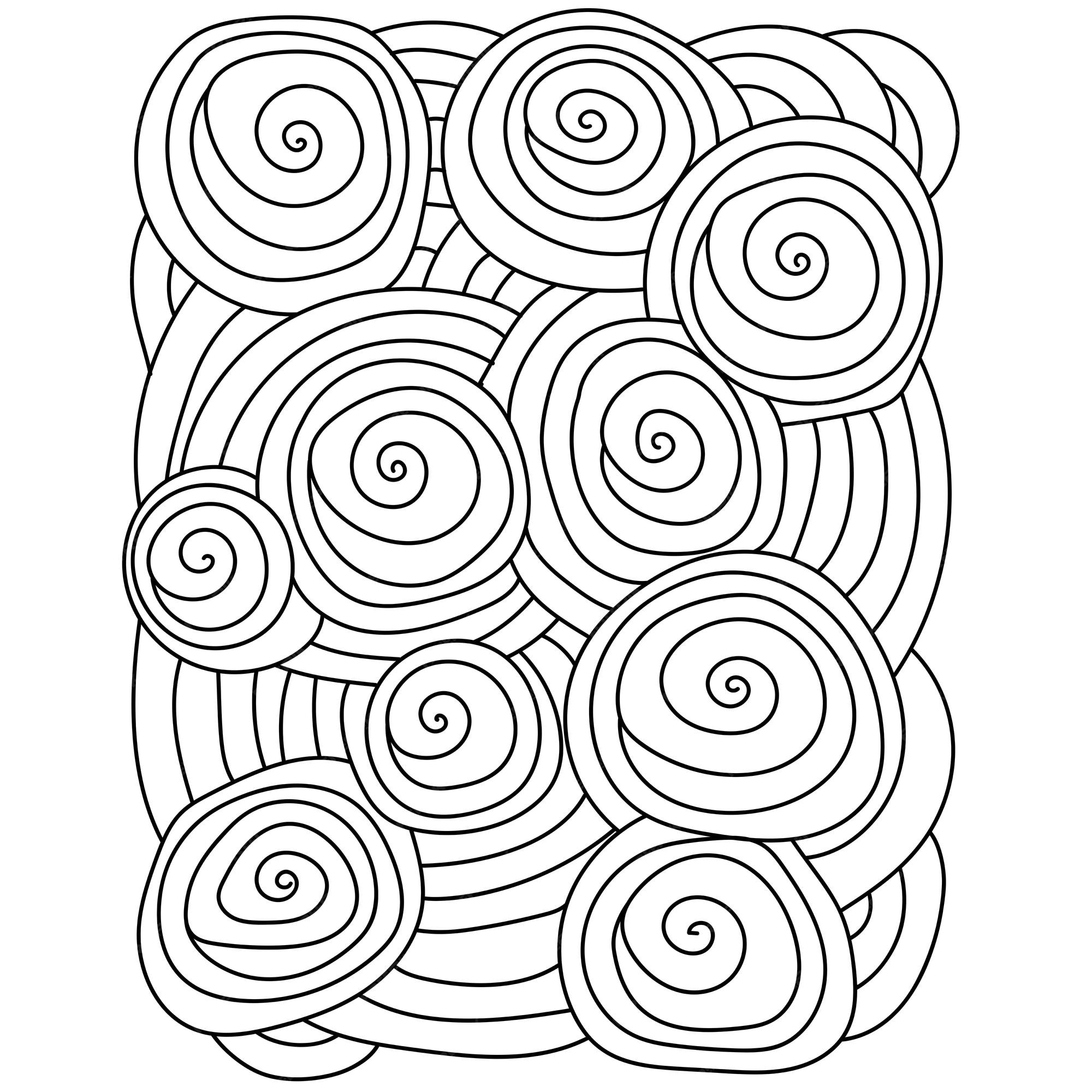 Premium vector meditative coloring page with spirals and circles outline patterns with many round elements