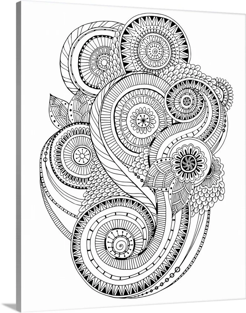 Diy coloring book canvas art entitled paisley swirl i