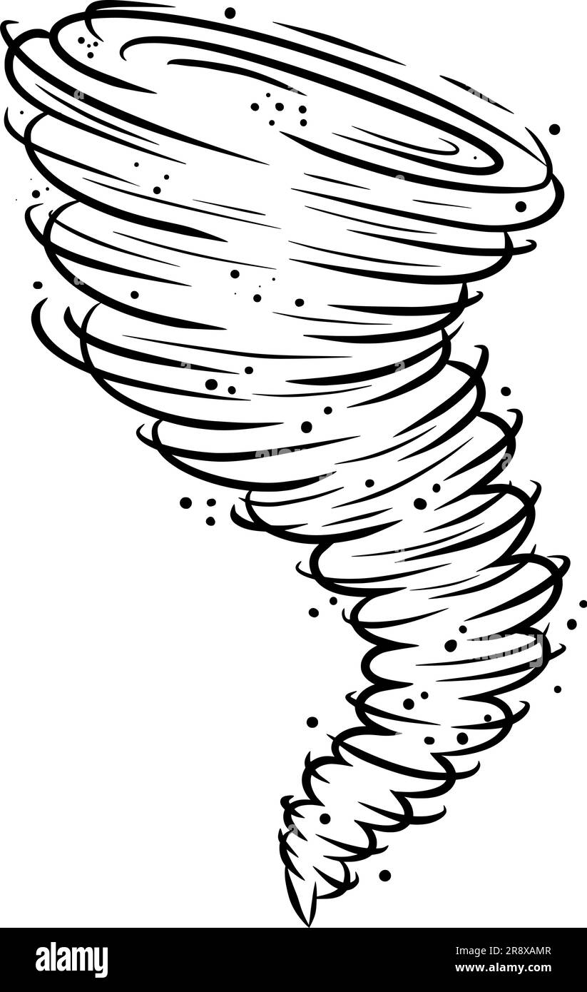 Tornado whirlwind vector icon storm hurricane silhouette illustration swirl air cyclone weather spiral symbol nature disaster black line vortex iso stock vector image art