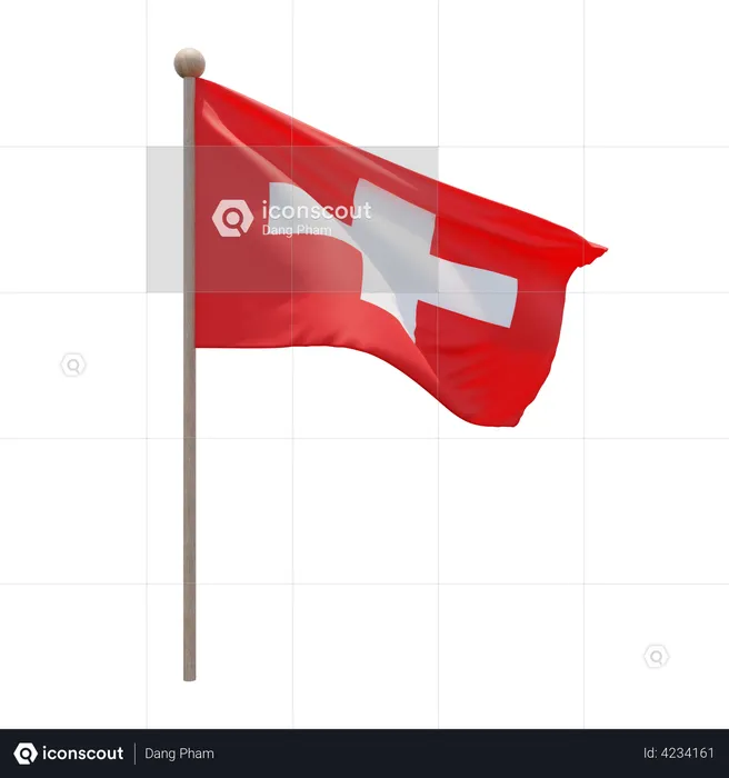 Switzerland flag pole d illustration download in png obj or blend format