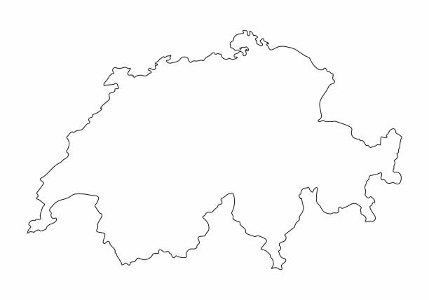 Switzerland map outline graphic freehand drawing on white background vector illustration stock illustration