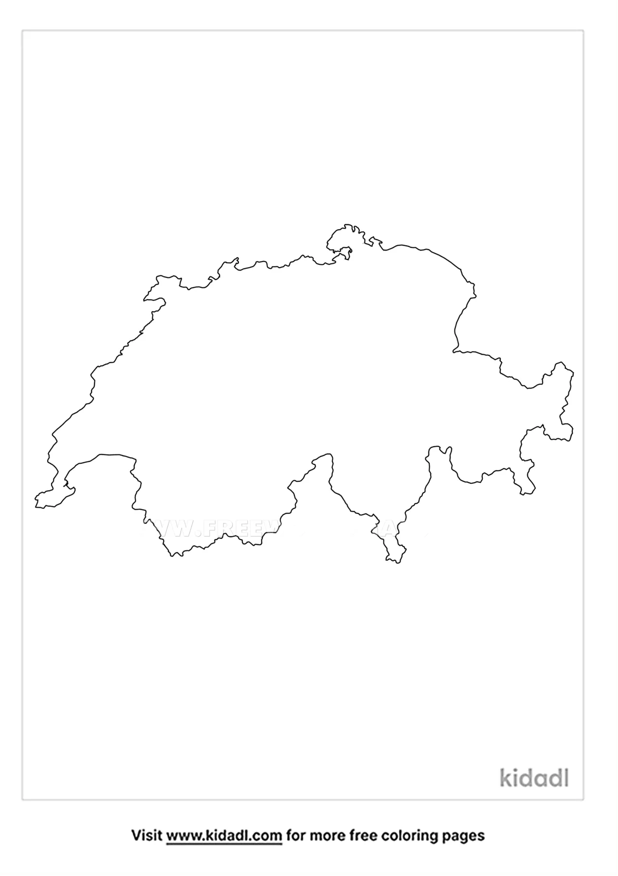 Free blank map of switzerland coloring page coloring page printables