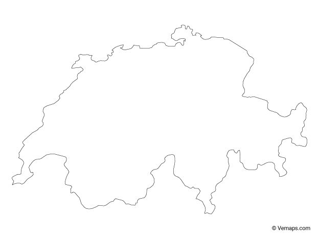 Outline map of switzerland free vector maps map of switzerland map vector shape coloring pages