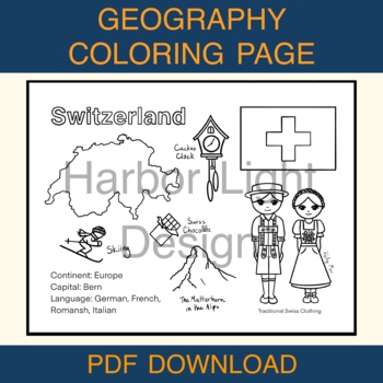 Switzerland coloring page tpt